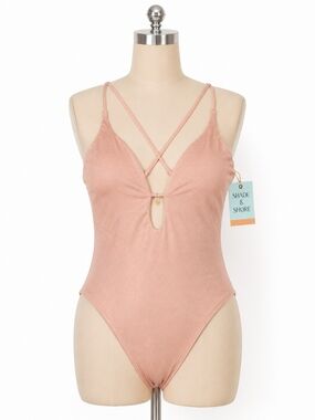 Shade & Shore Dusty Rose Crisscross One-Piece Swimsuit
